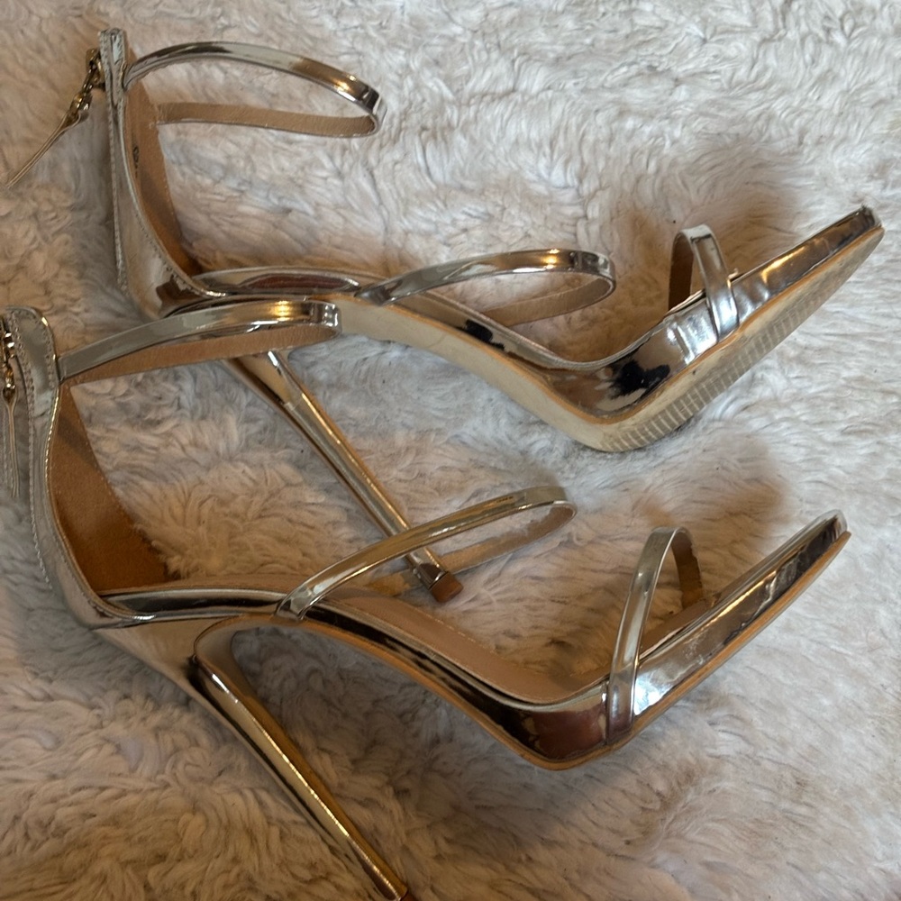 Public Desire Metallic Silver Strappy Sandals